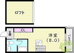 C4Koshieneast 1Kの間取図画像