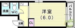 ホワイトコート北口 ワンルームの間取図画像
