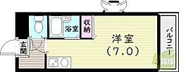 クレアコート産所町 1Kの間取図画像