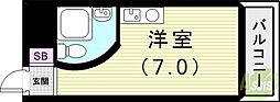 ピュアハウス甲子園 ワンルームの間取図画像