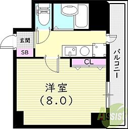 ラポール今津 1Kの間取図画像