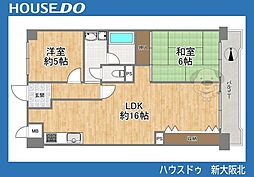 朝日プラザ東豊中2 2LDKの間取図画像