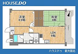 朝日プラザ東豊中2 2LDKの間取図画像