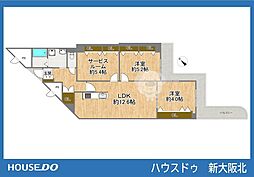エバーグリーン淀川4号館 2SLDKの間取図画像