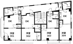 サンフラワーUSHIKU 3階1DKの間取り