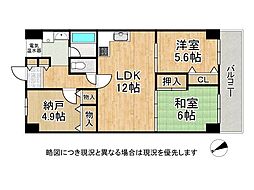 ネオコーポ大津湖城ケ丘B棟 2SLDKの間取図画像