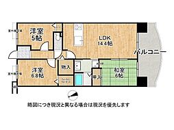ロータリーマンション西大津ラクス・ヒルズ 3LDKの間取図画像