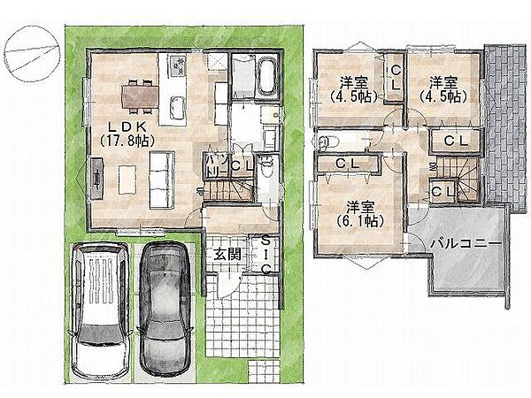 【参考プラン間取り図】一級建築士×女性コーディネーター監修『ママに嬉しい家事ラク動線』設計