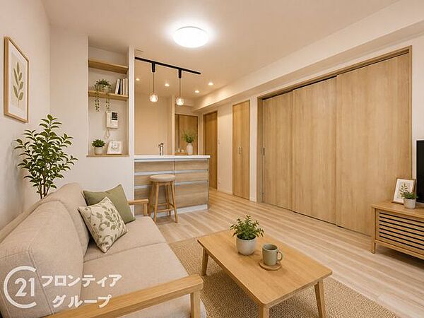 ※家具設置イメージリフォーム済み！システムキッチン・ユニットバス・洗面化粧台・トイレを新規交換、配管更新済み。クロス・床材も全面張替え、食洗機新設でハウスクリーニング済みの安心物件です。