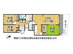 椿ハイツ瀬田川 3LDKの間取図画像
