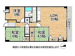 ユニ宇治川マンション4号館 3LDKの間取図画像