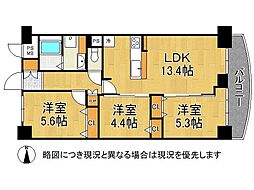 壬生川団地 3LDKの間取図画像