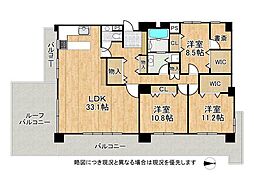 ダイアパレスロイヤル京都桂B棟 3LDKの間取図画像