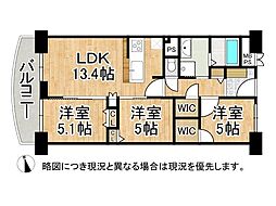 ネオコーポラス島ノ内A棟 3LDKの間取図画像