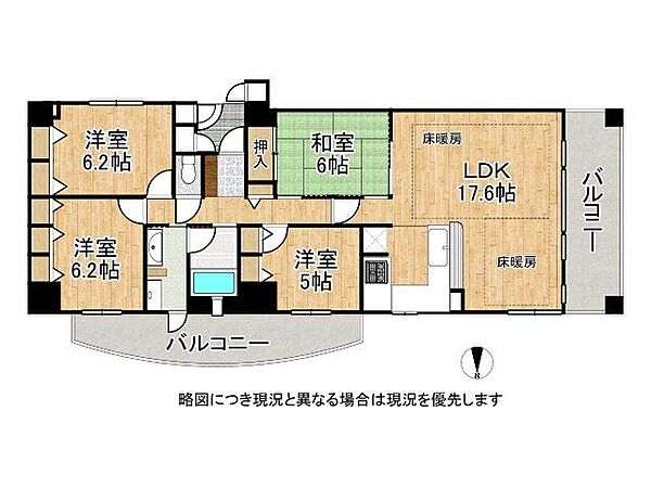 全居室に収納があり、浴室とキッチンに窓を備えた通風良好な4LDK。