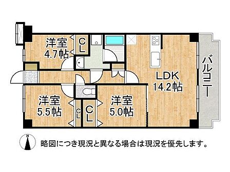 バルコニーに面した明るいリビングダイニングが心地よい家族団らんの空間!各洋室も収納を備えた機能的なレイアウトで毎日を快適に過ごせます