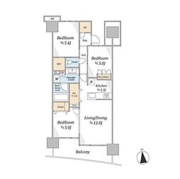 プラウドシティ東雲キャナルマークス 3SLKの間取図画像