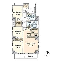 ウィルローズ月島 2SLDKの間取図画像