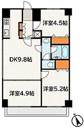 高田馬場ダイカンプラザ 3DKの間取図画像