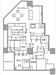 ドゥ・トゥールWEST棟 3LDKの間取図画像