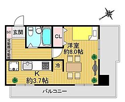 パラスト蒲田 ワンルームの間取図画像