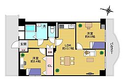 大森ハイツ 2LDKの間取図画像
