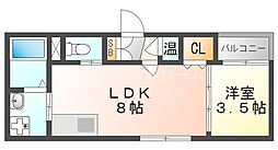 GRANDIR西三荘 3階1LDKの間取り