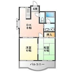 ラジャークラブ01 2DKの間取図画像