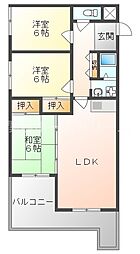 アーバンハイム守口 3LDKの間取図画像