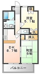 メゾンドフルール 2DKの間取図画像