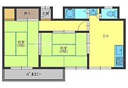 中野マンション 2DKの間取図画像