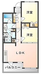ボヌール 2LDKの間取図画像