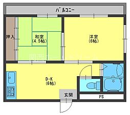 オオバハイツ 2DKの間取図画像