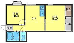 オペル二番館 2Kの間取図画像