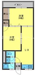 都マンション 2LDKの間取図画像