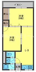 都マンション 2LDKの間取図画像