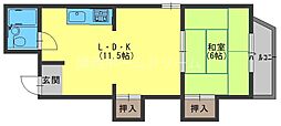 神木マンション 1LDKの間取図画像