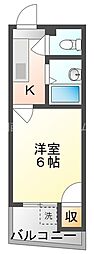 オペル二番館 1Kの間取図画像