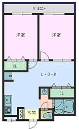 三松マンション 2LDKの間取図画像