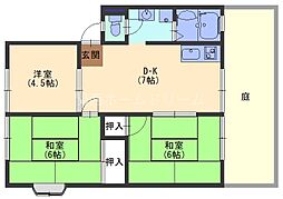 サンライフシャインハヤミ 3DKの間取図画像
