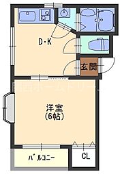 サンシャイン八雲 1DKの間取図画像