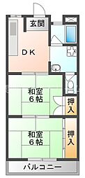 シャルム元町 2DKの間取図画像