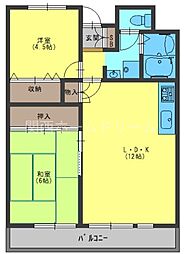 グレイス辻本 2LDKの間取図画像