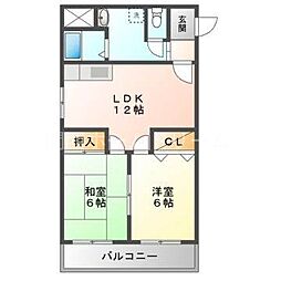 富士藤田マンション 2LDKの間取図画像