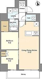 グランカーサ船堀I 14階2LDKの間取り