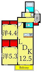 ヘーベルメゾン西葛西　Ｅ 3階2LDKの間取り