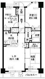 コスモ葛西臨海公園ロイヤルコート 5階3LDKの間取り