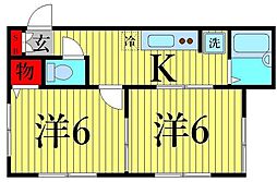 ビューラー・ハイム 1階2Kの間取り