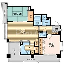 レジディア葛西 2階2LDKの間取り