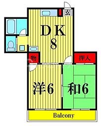 シェモア・モリタ 2階2DKの間取り